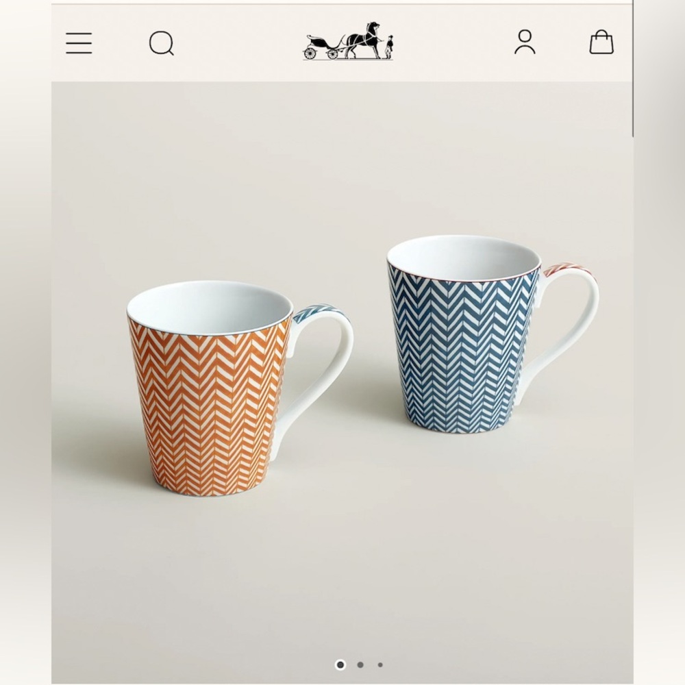 Authentic Hermes Herringbone Mugs/ coffee cups. Brand new
